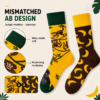 Cotton Mismatched Socks, Monkey & Banana Couple Crew Socks, Unisex Streetwear Skate Socks, Fun Novelty Socks for Men & Women