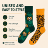Cotton Leopard Print Mismatched Socks, Wild Jungle Theme Couple Crew Socks, Retro American Streetwear Workwear Socks for Men & Women