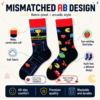 ChatGPT Image 2026年7月23日 17_39_44 (1) Cotton Pixel Game Mismatched Socks, Retro Arcade Maze Crew Socks with Trophy & Strawberry Prints, Unisex Novelty Streetwear Socks