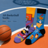 Cotton Basketball Mismatched Socks, Dunking Graphic Couple Crew Socks, Streetwear Basketball Print Sports Socks, Unisex Novelty Socks for Men & Women