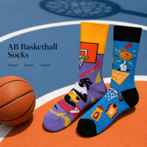ChatGPT Image 2026年7月23日 17_57_03 Cotton Basketball Mismatched Socks, Dunking Graphic Couple Crew Socks, Streetwear Basketball Print Sports Socks, Unisex Novelty Socks for Men & Women